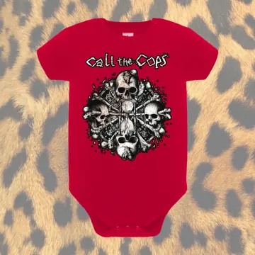 Roter Babybody mit Bandmotiv Call The Cops