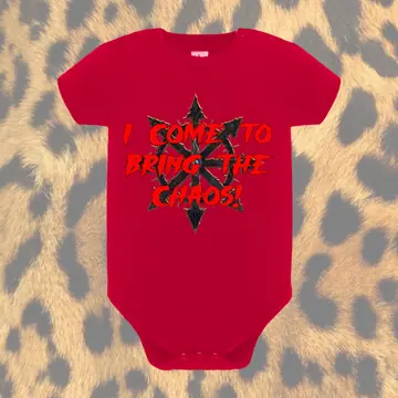 Roter Babybody mit Schriftzug I come to bring the Chaos