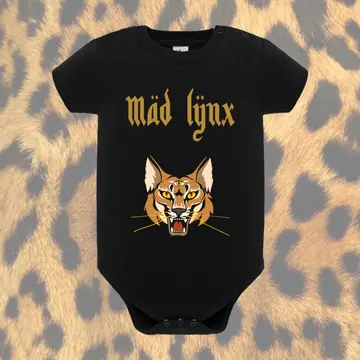 Schwarzer Babybody mit Bandmotiv Mad Lynx